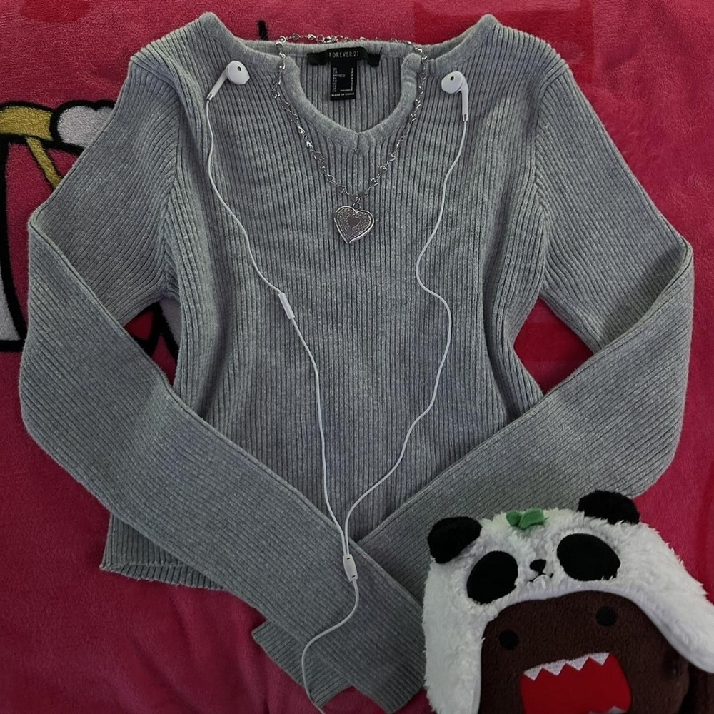 Forever 21 Gray Ribbed Women's Sweater